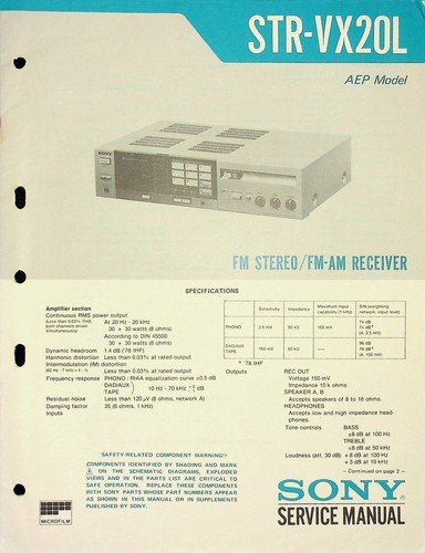 Service manual sony - service, str-vx20l